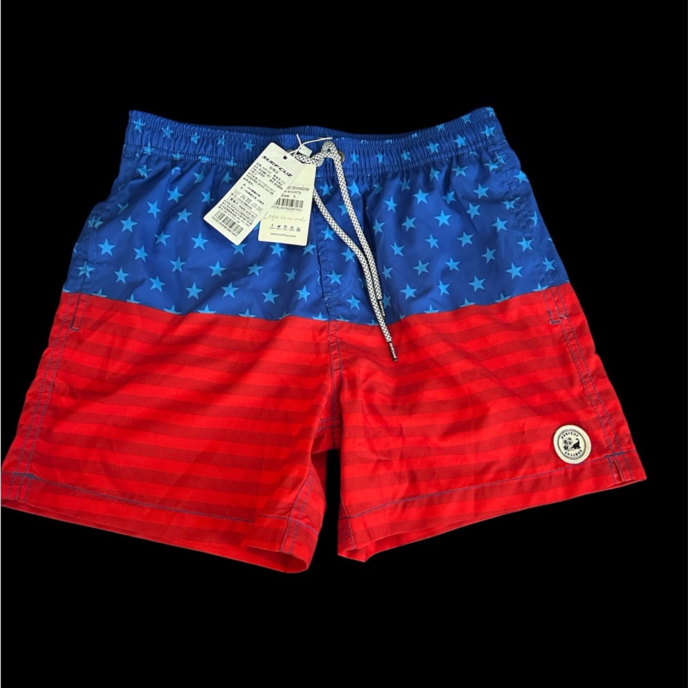 Blue and Red Star Patterned Shorts